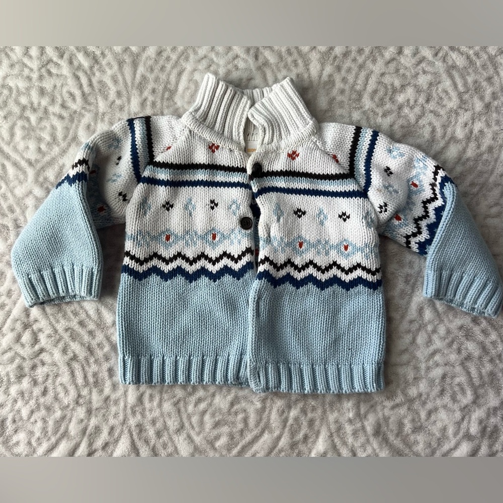 Gymboree Cozy Blue and White Knit Cardigan 18-24 Month